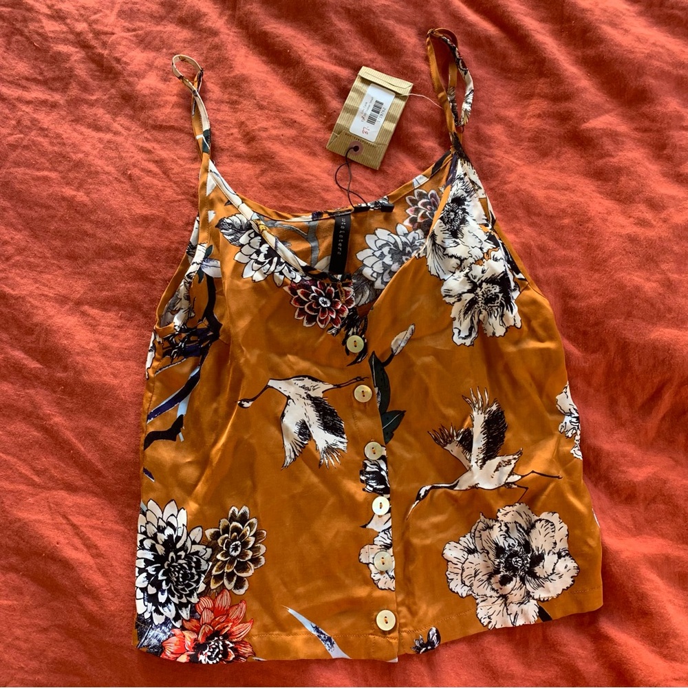 Satin floral tank top